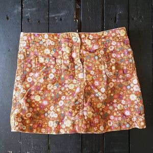Gymboree Little Girl 5 Orange Corduroy Floral Mini Skirt with Shorts Skort
